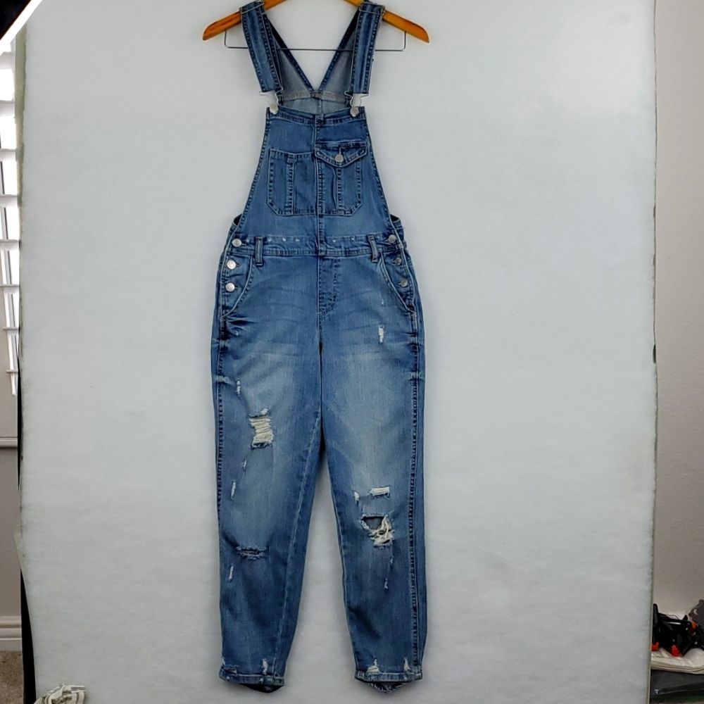 RSQ Distressed Deconstructed Jean Overalls US Women's Size 3
